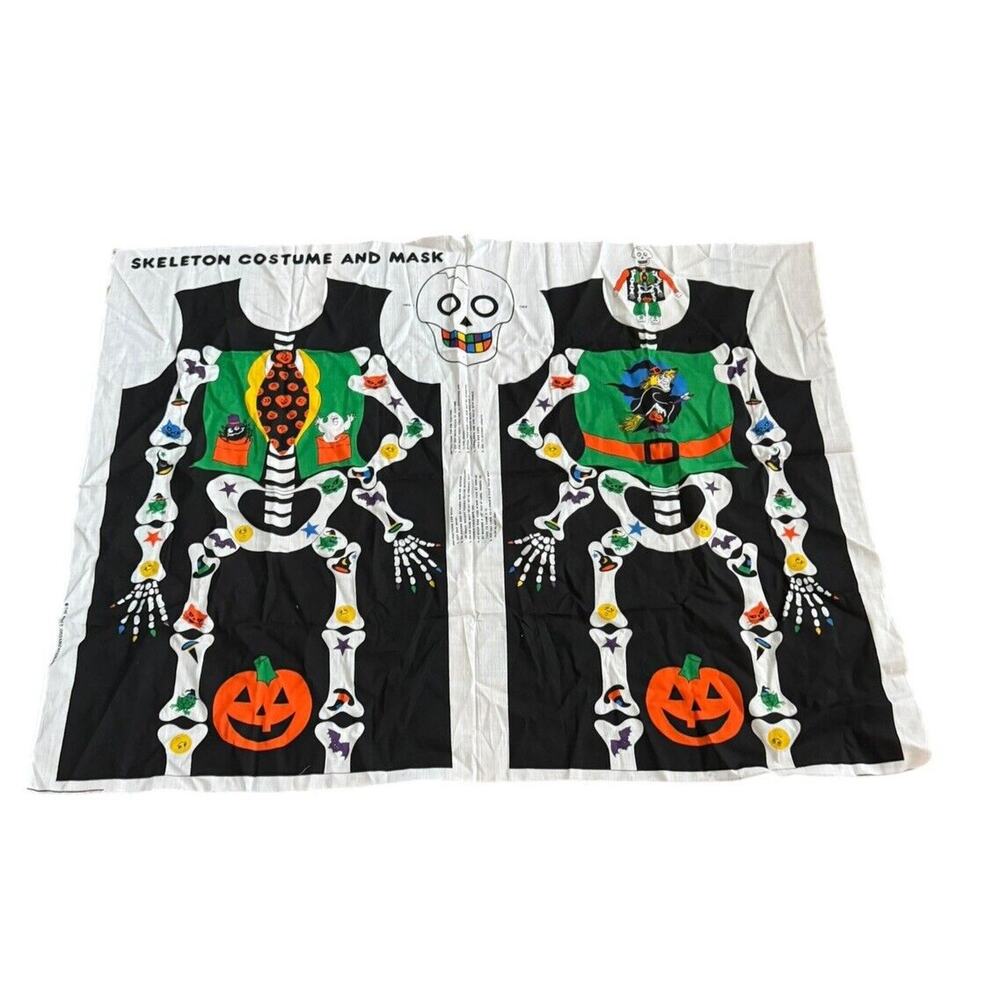 Halloween Skeleton Mask VTG Kid‎ Child Costume Pattern Fabric Panel Cut Sew NEW